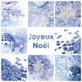 Joyeux Noel and blue christmas ornaments card