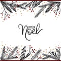 Joyeux Noel Hand Lettering Greeting Card.