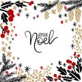 Joyeux Noel Hand Lettering Greeting Card.