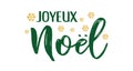 Joyeux Noel quote in French as logo or header. Translated Merry Christmas. Celebration Lettering for poster, card