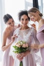 joyful african american bride smiling at Royalty Free Stock Photo