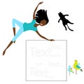 Joyful African-American girl and blank text banner. Frame Board. Clipart