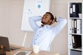 Joyful african american manager resting on his chair Royalty Free Stock Photo