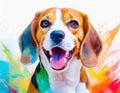 A joyful and amusing Beagle dog is enjoying itself in a solitary setting without any distract