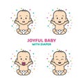 joyful baby diaper with different facial expression