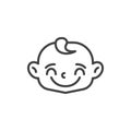 Joyful baby face line icon