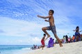 Joyful beach fun in the Maldives