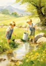 Joyful Beginnings: Exploring the Sunny Stream with Two Happy Chi