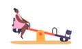 Joyful Black Girl Character Swinging On A Teeterboard on Playground, Capturing The Thrill And Freedom Of Play