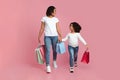 Joyful Black Mother And Daughter Walking With Many Colorful Shopping Bags Royalty Free Stock Photo