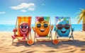 Joyful Bonds 3D Illustration of Friendship Day at the Beach. Generative AI Royalty Free Stock Photo