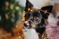 Joyful Border Collie: Celebrating Christmas and New Year with Decorations