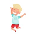 Joyful Boy Character Jumping High with Joy and Excitement Vector Illustration Royalty Free Stock Photo