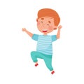 Joyful Boy Character Jumping High with Joy and Excitement Vector Illustration Royalty Free Stock Photo