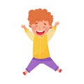 Joyful Boy Character Jumping High with Joy and Excitement Vector Illustration Royalty Free Stock Photo