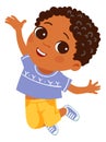 Joyful boy jumping. Excited happy kid. Cute cartoon character