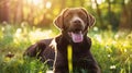 The joyful brown labrador.AI generated image Royalty Free Stock Photo