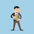 Joyful businessman holding a money bag in his hands Royalty Free Stock Photo