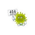 Joyful cartoon character of coronavirus spread elevate a board