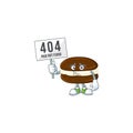 Joyful cartoon character of whoopie pies elevate a board