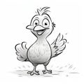 Joyful Cartoon Chicken: Cute And Simple Line Drawing For Kids