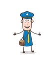 Joyful Cartoon Postboy Character Face Vector