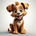 Joyful Cartoon Puppy dog with Big Eyes.