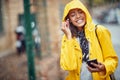 Joyful caucasian woman enjoying rain Royalty Free Stock Photo