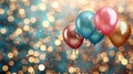 Joyful Celebration: Colorful Balloons and Glitter for Birthday Parties and Carnivals Royalty Free Stock Photo