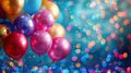 Joyful Celebration: Colorful Balloons and Glitter for Birthday Parties and Carnivals Royalty Free Stock Photo