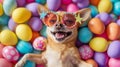 Joyful Chihuahua Celebrating with Colorful Eggs