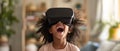 Joyful Child Embraces The Magic Of Vr, Beaming With Excitement And Awe