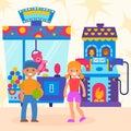 Joyful children game with children s automatic gadgets, arcade play with win winner, design, cartoon style vector Royalty Free Stock Photo