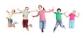 Joyful Children Jumping In Mid-Air Posing Over White Background Royalty Free Stock Photo