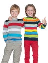 Joyful children on the white background