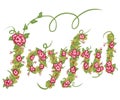 Joyful , Christian word, flower letters.