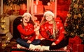 Joyful christmas. Friendly relations. Girls friends soulmates celebrate christmas. Happy holidays. Fun and cheer. Best