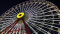 Joyful and Colorful Amusement Park Fun Fair at Night. Ferriswheel, Swing and other Exciting Fun Tool...