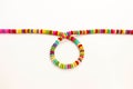 Joyful Colors of Old Jewellery Beads Necklace Handmade Souvenir White Background