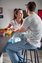 Joyful couple having breakfast together Royalty Free Stock Photo