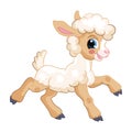 Joyful cute funny character lamb vector illustration