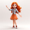 Joyful 3d Character Illustrations Of Disney Princesses In Orange Dresses