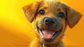 A joyful 3D-rendered dog with a bright orange background, smiling widely. Royalty Free Stock Photo