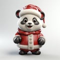 Joyful 3d Rendered Panda Santa With Red Nose And Santa Hat