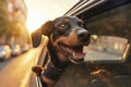 Happy Dog Enjoying Car Ride at Sunset Royalty Free Stock Photo