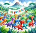 Joyful Dinosaur March for Memorable First Birthday