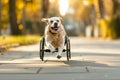Joyful Disabled Pooch Embracing Mobility.