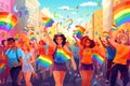 Joyful Diversity: LGBT+ Community Celebrating at a Gay Pride Parade