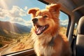 Joyful Dog Delighting in Car Ride, Head Out Window, Feeling Wind on Face and Wagging Tail Royalty Free Stock Photo