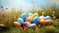 Joyful easter celebration with green grass on white or yellow background, embracing springs spirit